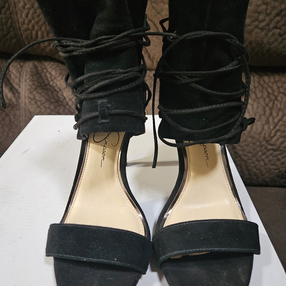 NWOT Jessica Simpson Madeena Lace-Up Black Heels Size 5.5